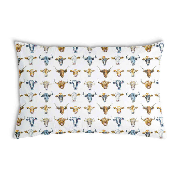 White health pillow with bull heads