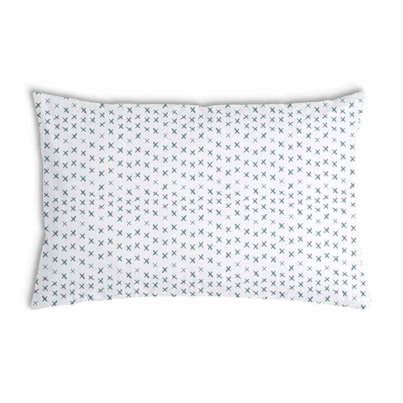 Health pillow, white with green crosses.
