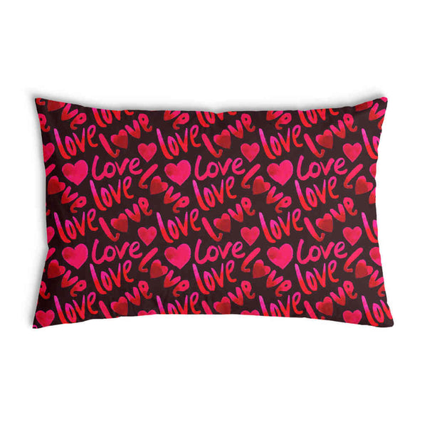 Health pillow, black with the word "Love"