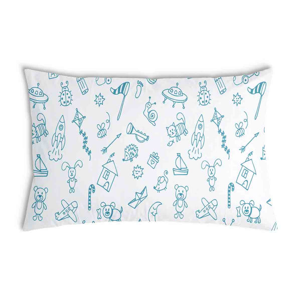 White health pillow with toys