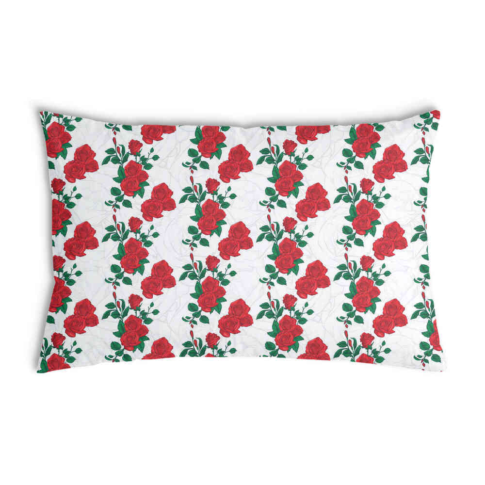 Almohada de salud blanca con arbusto de rosas
