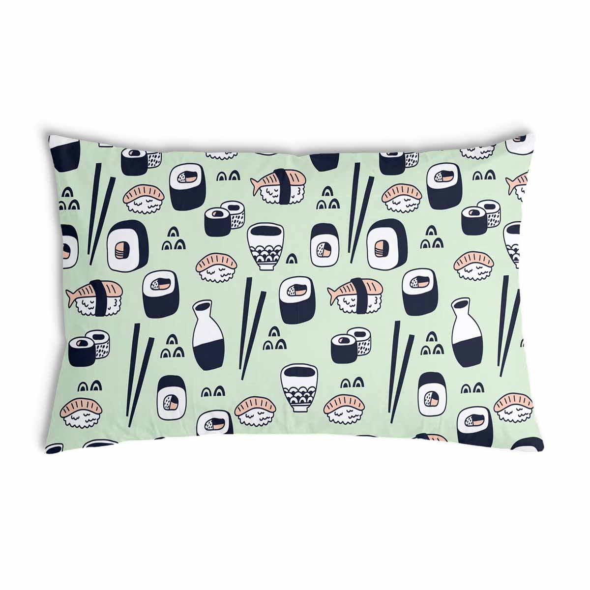 Health Pillow Light Green with Sushi