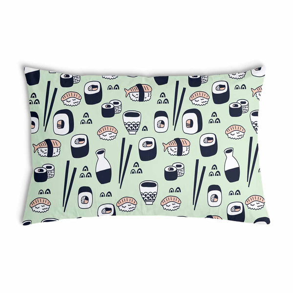 Health pillow light green with sushi