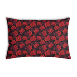 Health pillow, black with red roses.