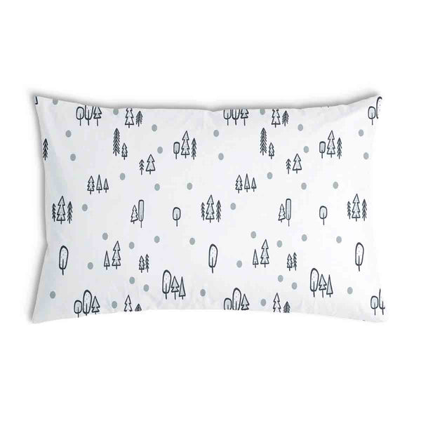 Cuscino salute bianco con puntini e alberi