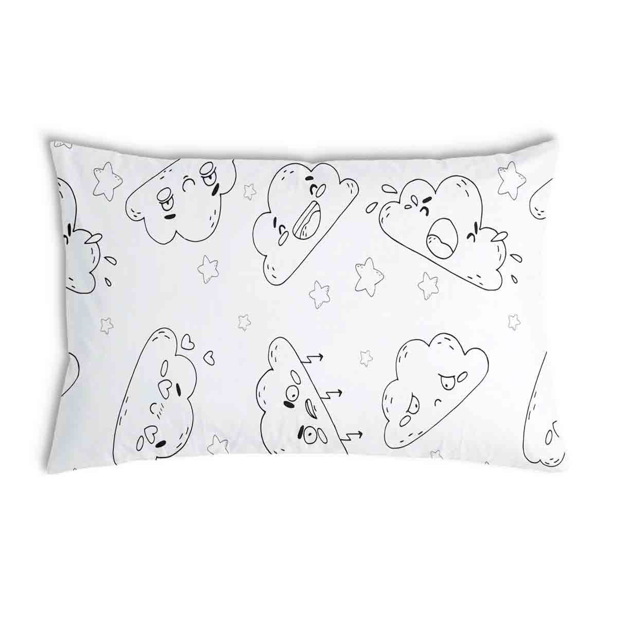 Health pillow white with funny clouds