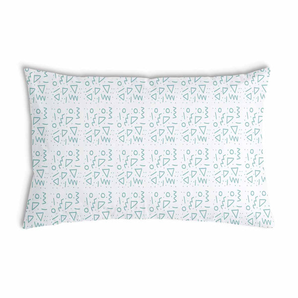 Health pillow white with blue shapes