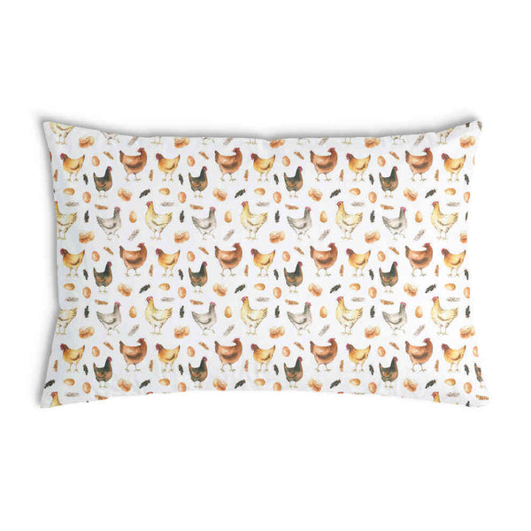 White health pillow with chickens