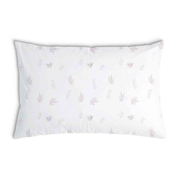 Almohada de salud blanca con ramas rosas