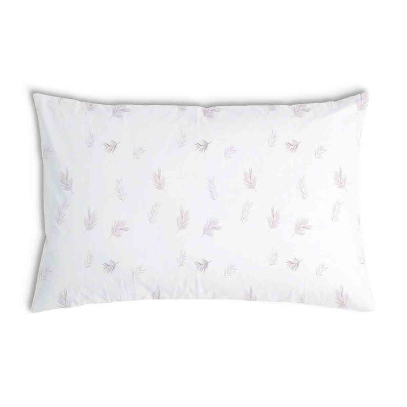 Almohada de salud blanca con ramas rosas