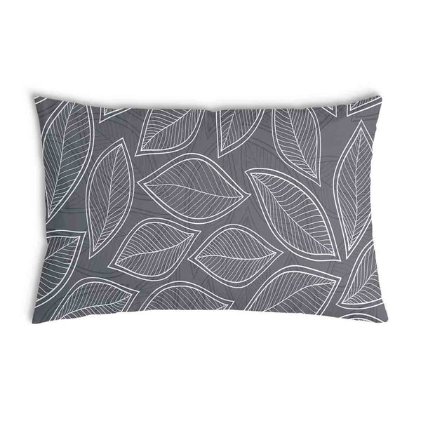 Health pillow, grey with white palm leaves.