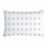 Health pillow, white with green circles.