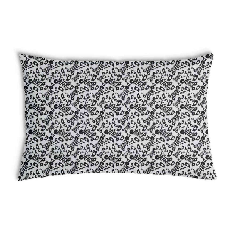 Health pillow with the inscription "Joker" in black.