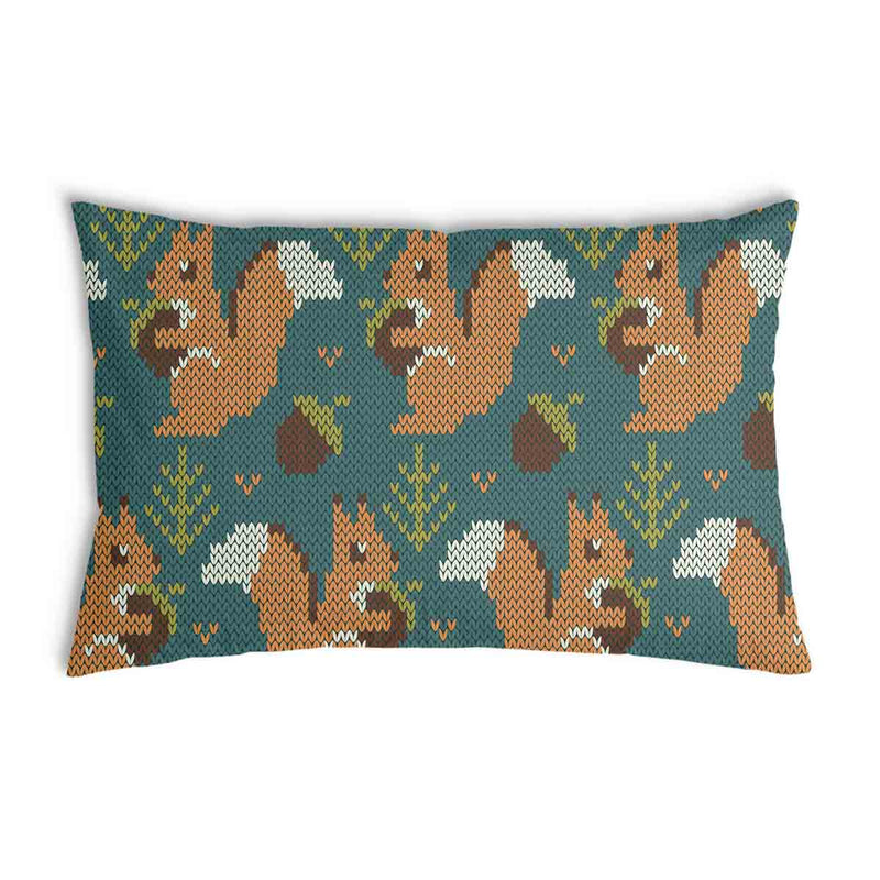 Almohada de salud verde con ardilla