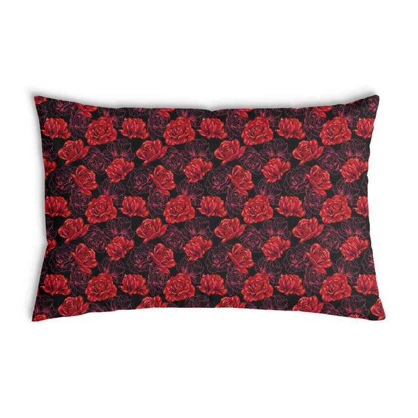 Health pillow, black with red roses.