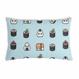 Health pillow light blue with sushi