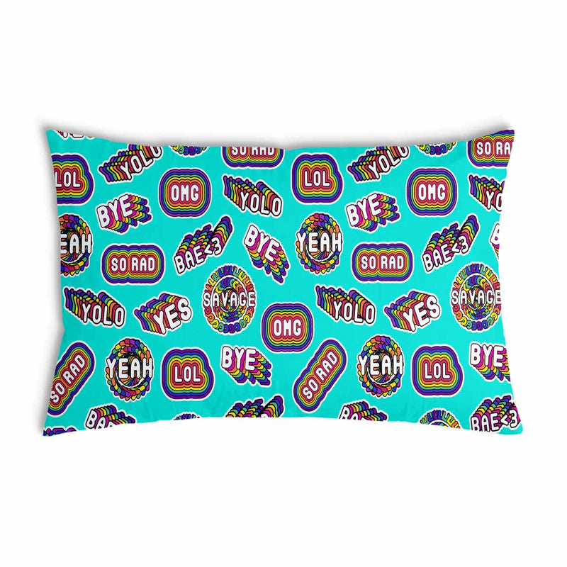 Turquoise health pillow with sayings