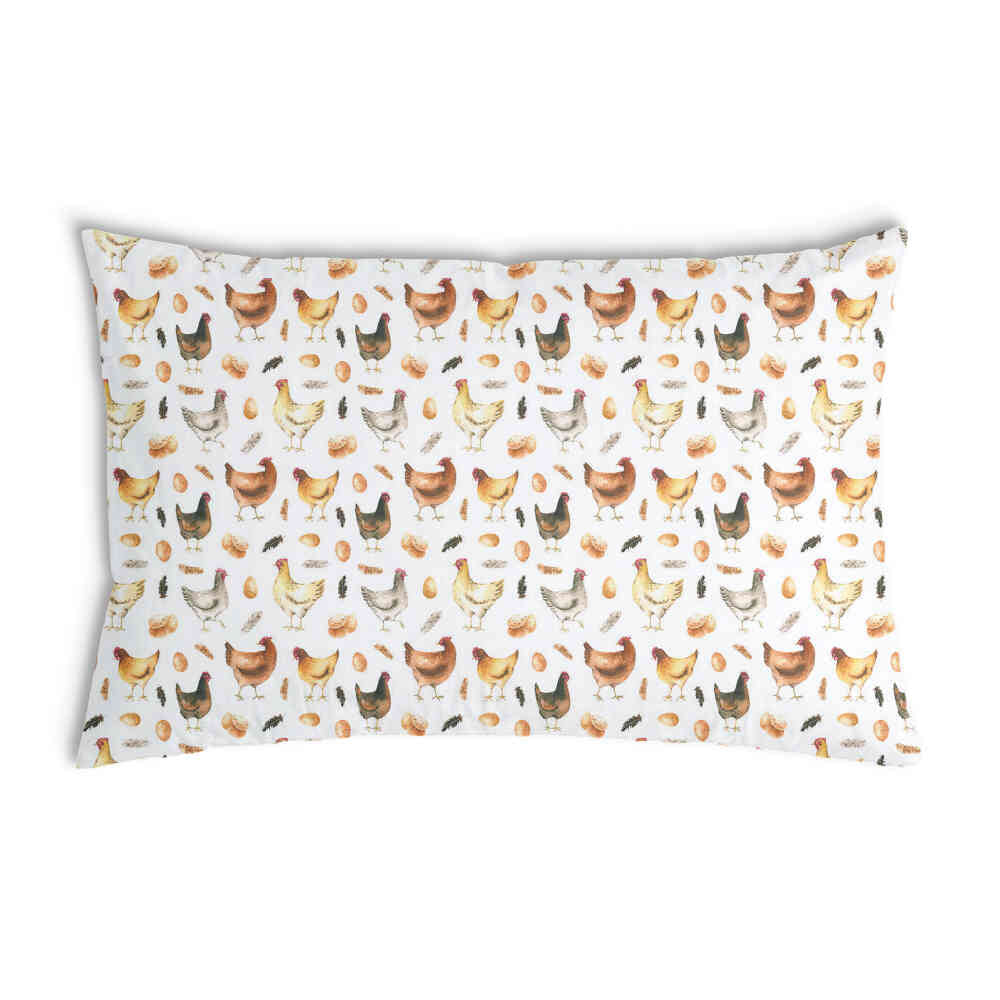 Health pillow white with chickens