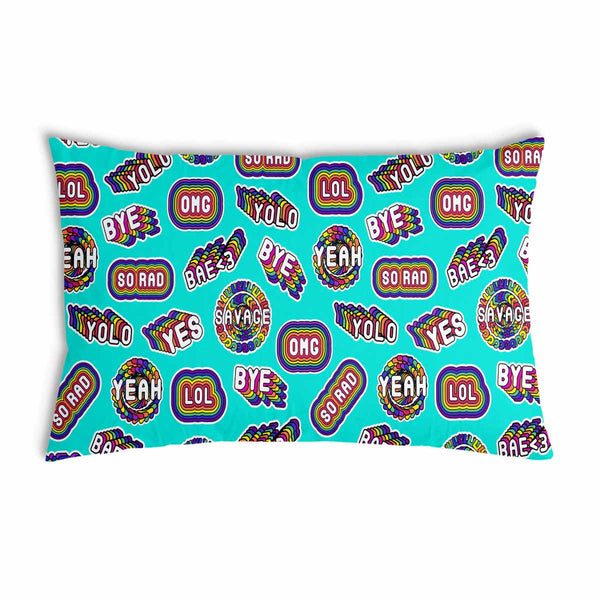 Turquoise health pillow with sayings