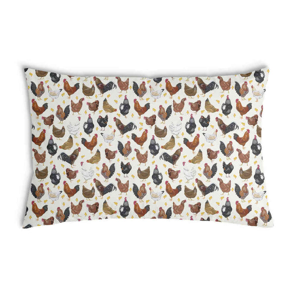 White health pillow with many chickens