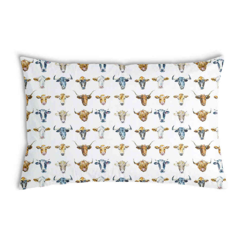 White health pillow with bull heads