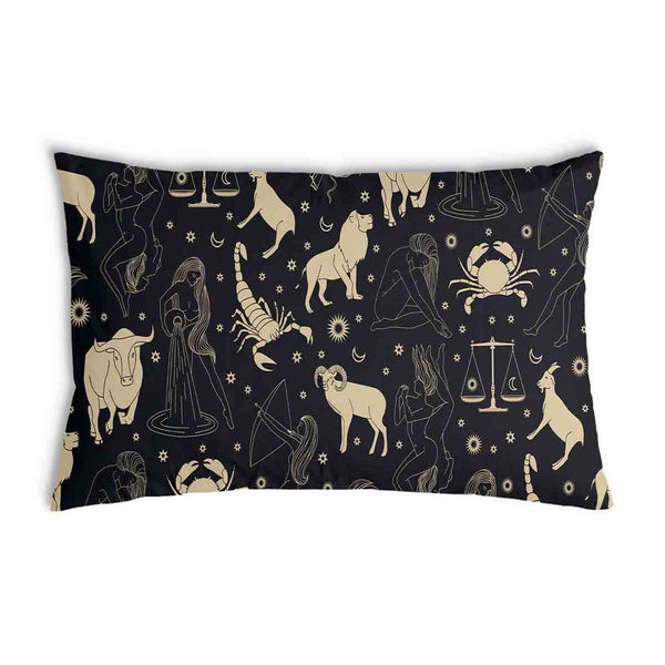 Almohada de salud negra con constelaciones