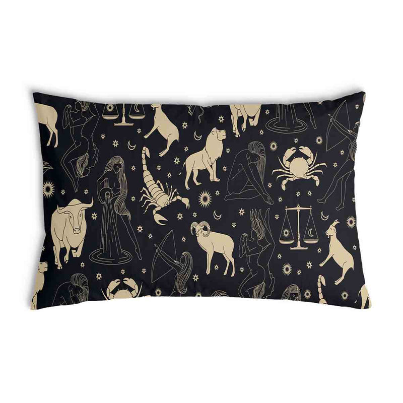 Almohada de salud negra con constelaciones