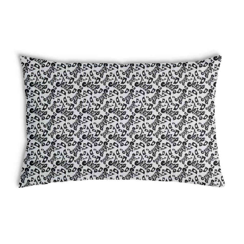 Health pillow with the inscription "Joker" in black.