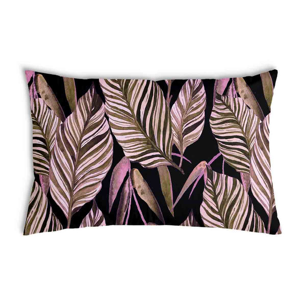 Health pillow, black with purple leaves.