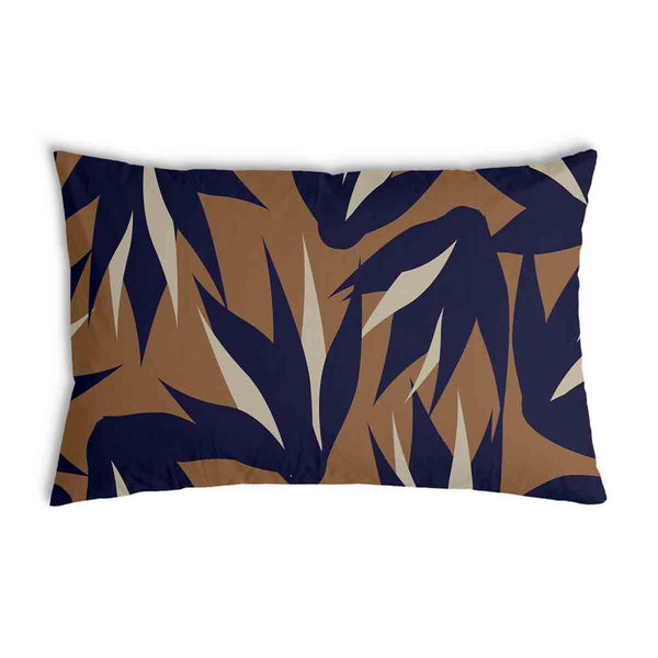 Health pillow, brown with blue leaves.