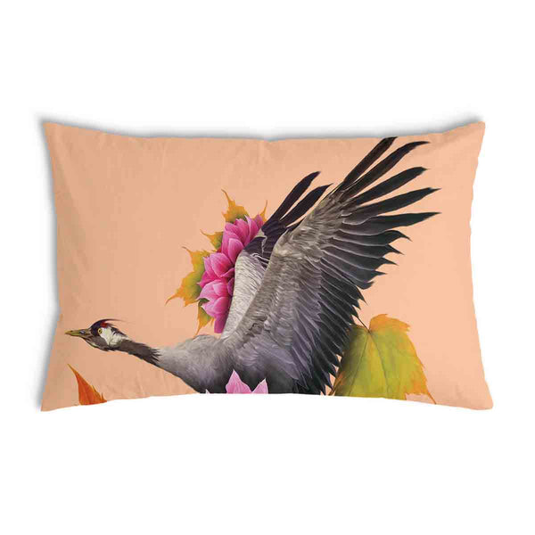 Cuscino salute arancione con gru