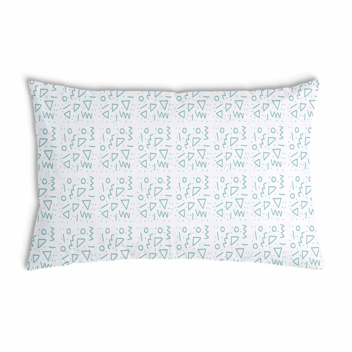 Health pillow white with blue shapes