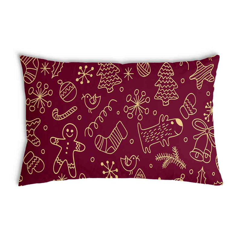 Health pillow, red, with funny Christmas motifs.