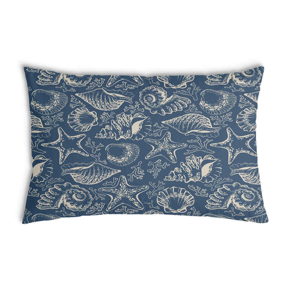 Almohada de salud azul con conchas
