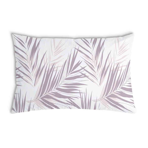 Health pillow, white with purple leaves.