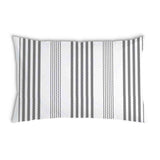 Health pillow, grey with thick and thin stripes.