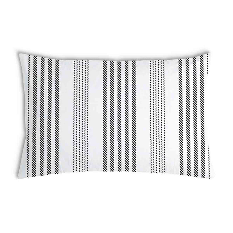 Health pillow, grey with thick and thin stripes.