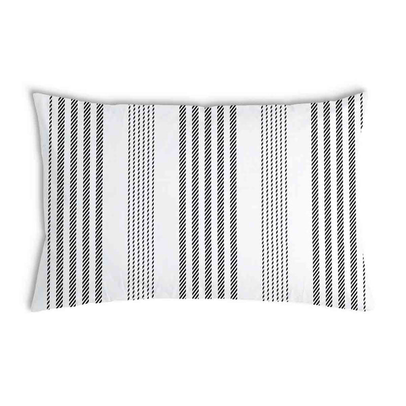 Health pillow, grey with thick and thin stripes.