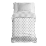 Therapy blanket bedding set, white with delicate checks.