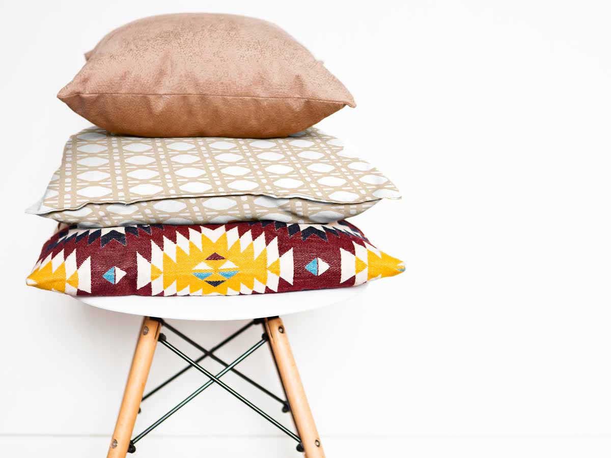 Health Pillow White with Beige Circles