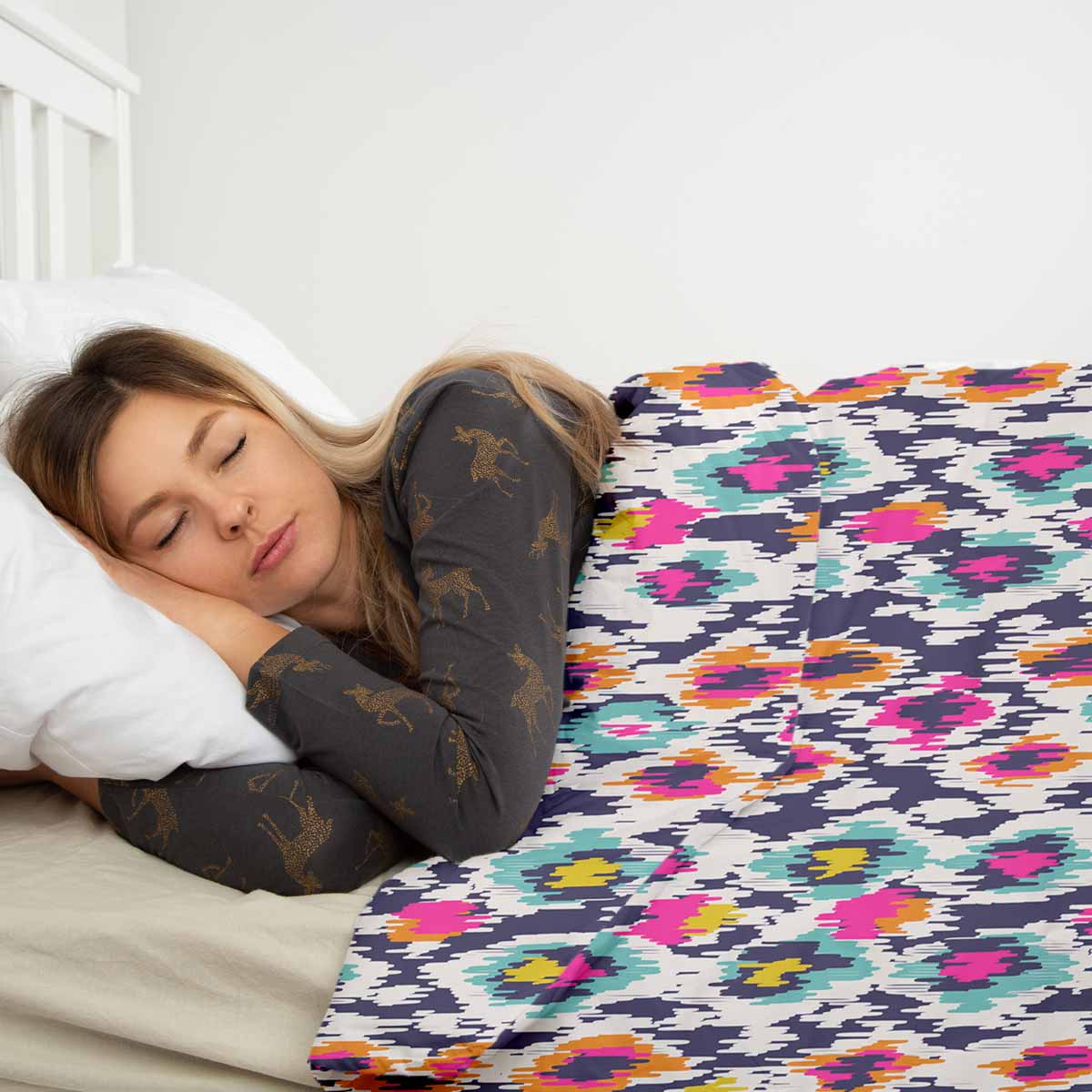 Original therapy blanket - cotton cover colorful with leopard print