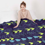 Therapy blanket and bedding set, dark blue with arrows.
