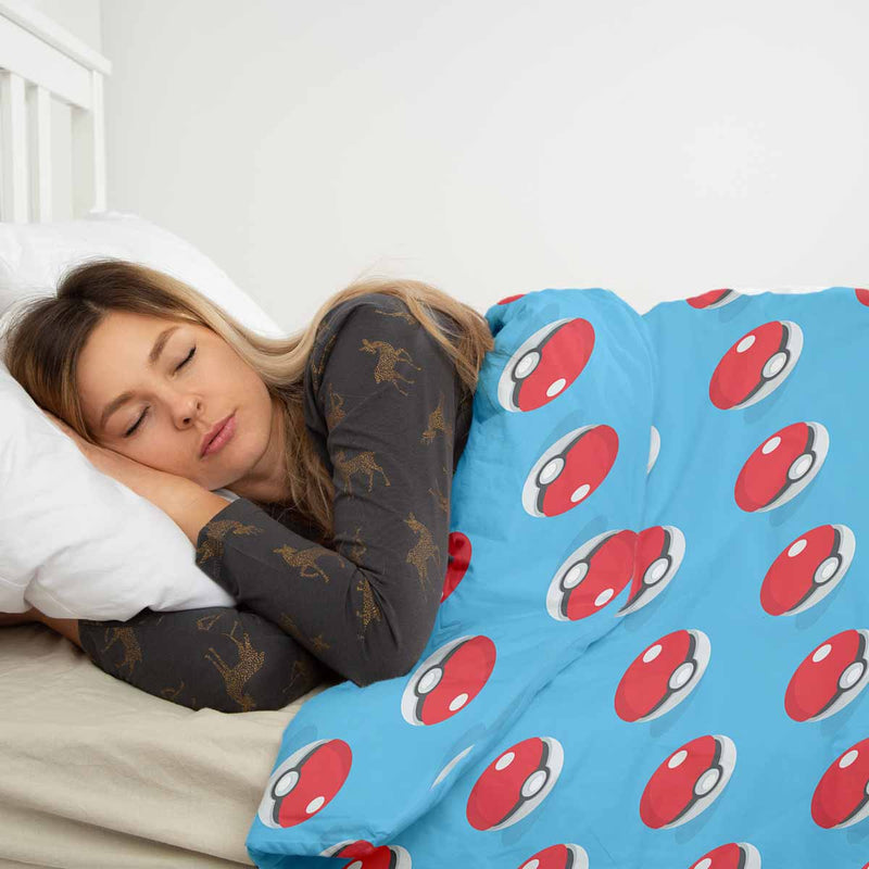 Therapiedekens katoenen hoes lichtblauw met Pokemon
