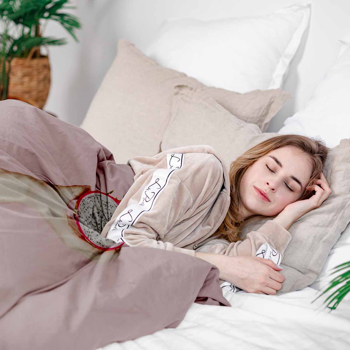 Set di biancheria da letto con coperta terapeutica rosa con frutto del drago