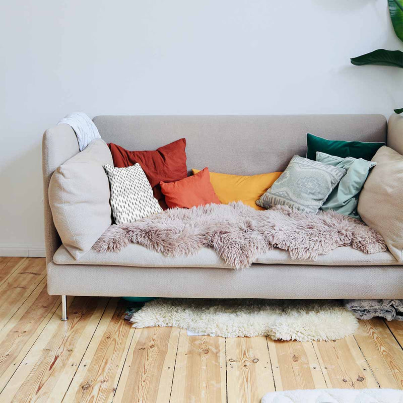 Health pillow, white with grey spots.