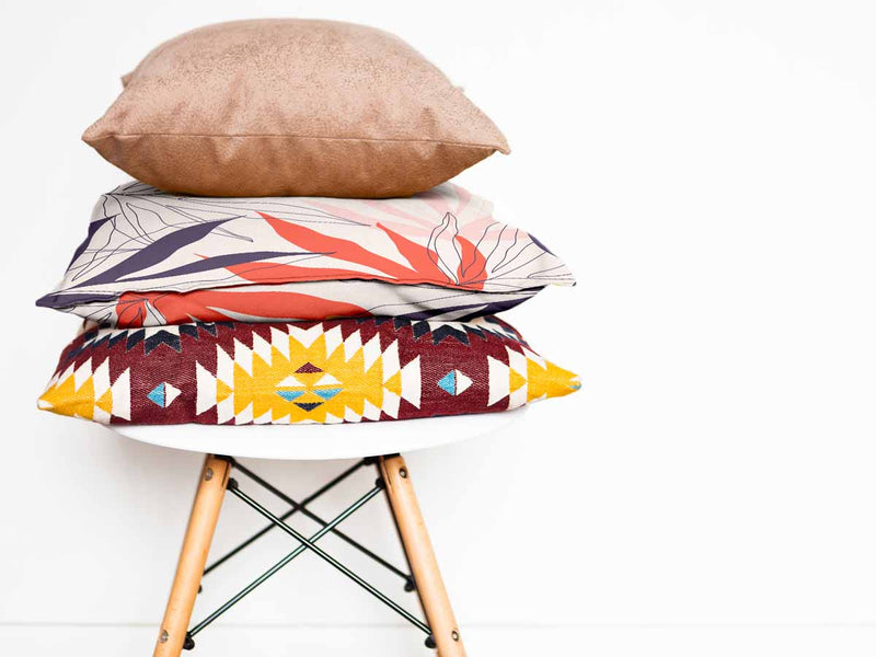 Health pillow beige with colorful leaves