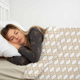 Therapie dekens katoenen hoes wit met cirkels beige