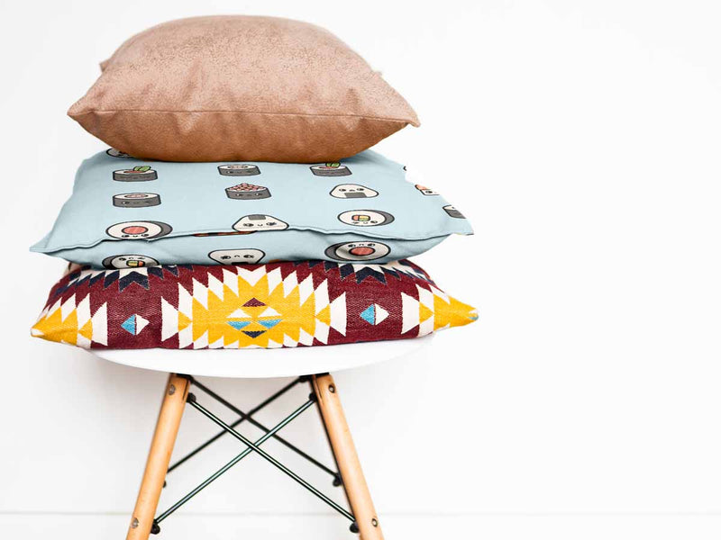 Health pillow light blue with sushi
