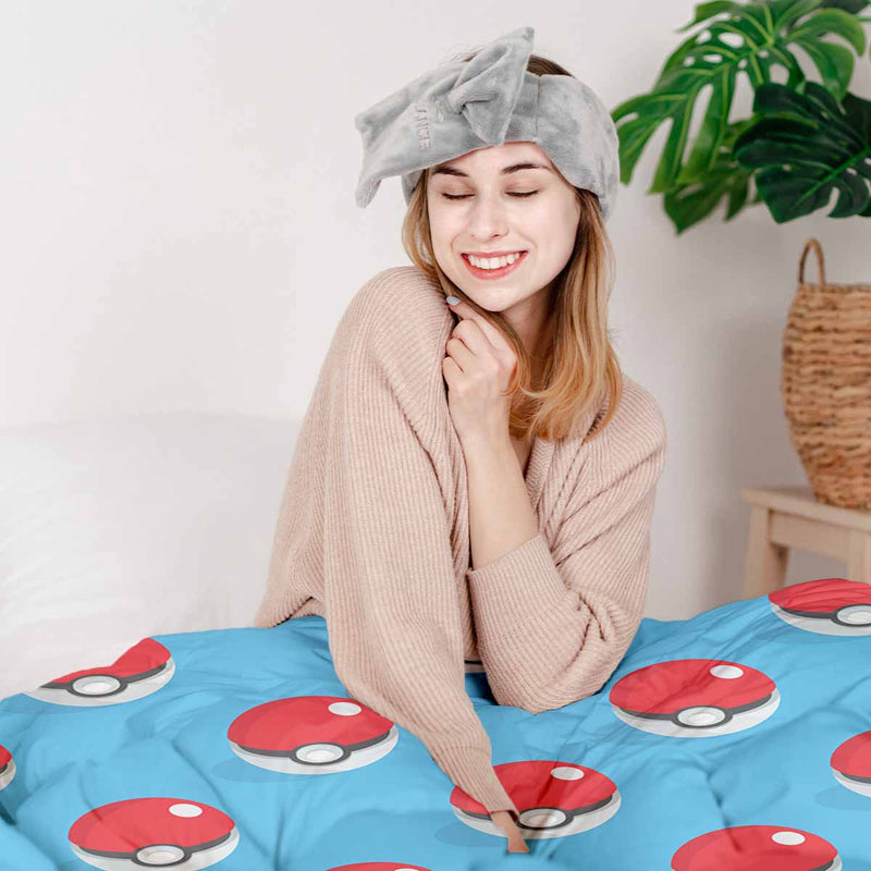 Therapiedekens katoenen hoes lichtblauw met Pokemon