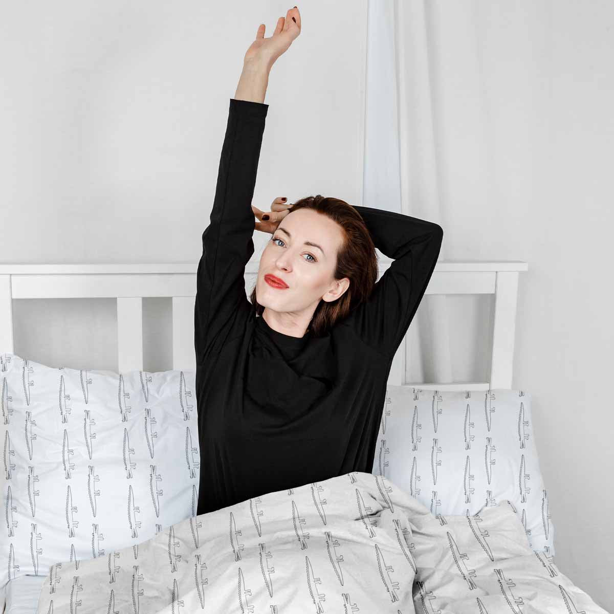 Therapy blankets bedding set white with crocodiles